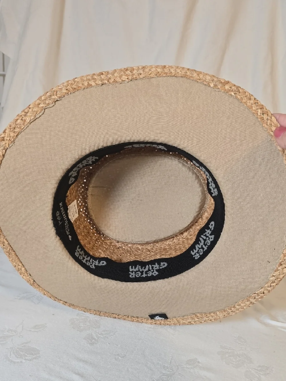 Peter Grimm Natural Brown Straw Fedora Panama‎ Hat with Tan Band One Size